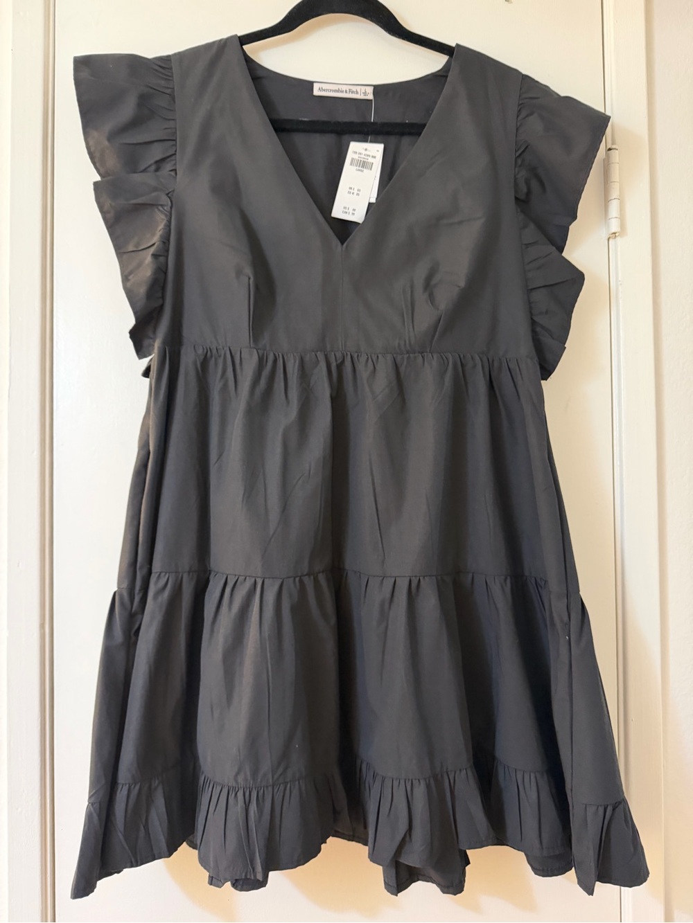 Abercrombie & Fitch Black Ruffle Tiered V-Neck Dress